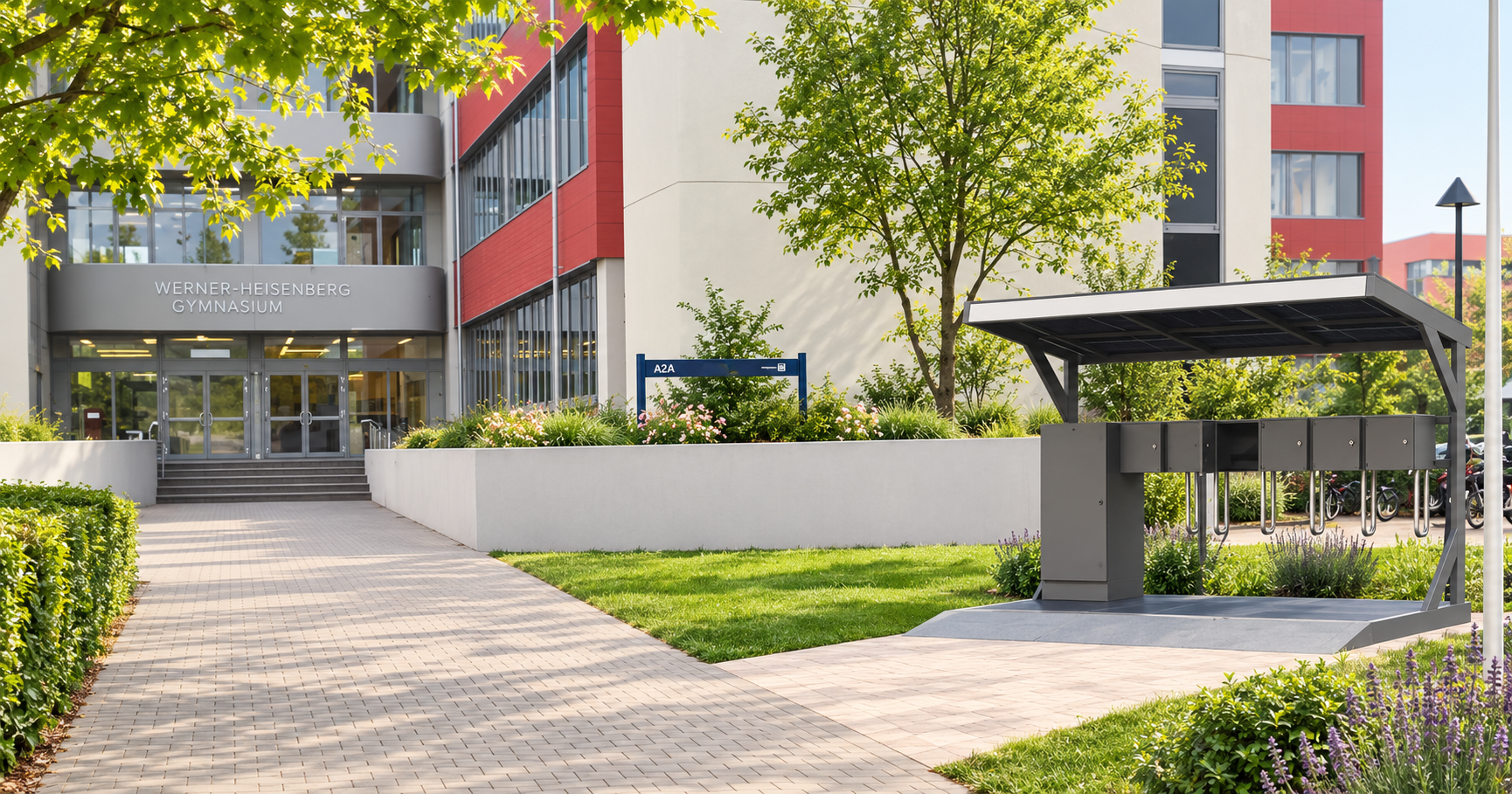 Autarke Ladestation für E-Bikes von Fend Solar am Werner-Heisenberg-Gymnasium in Bad Dürkheim