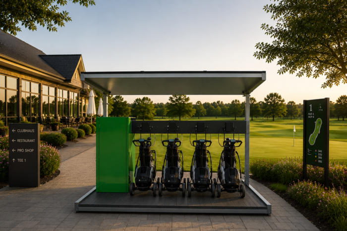 Basimodell Ladestation für Golftrolleys am Golfclub